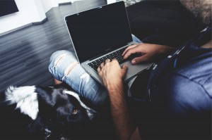 typing on laptop